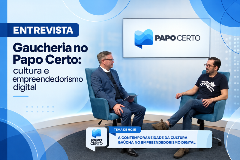 Gilnei Silva em entrevista no programa Papo Certo sobre cultura gaúcha e empreendedorismo digital