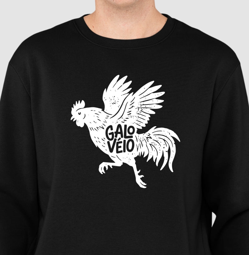 Close do Moletom Galo Véio na cor preta