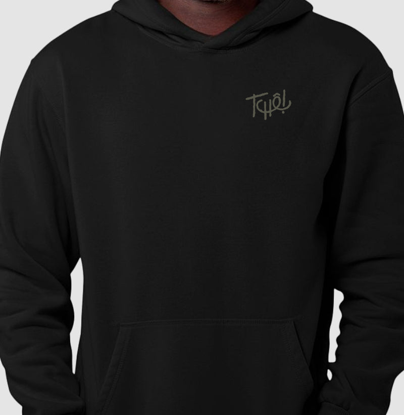 Close do Hoodie Tchê Sem Alarde na cor preta