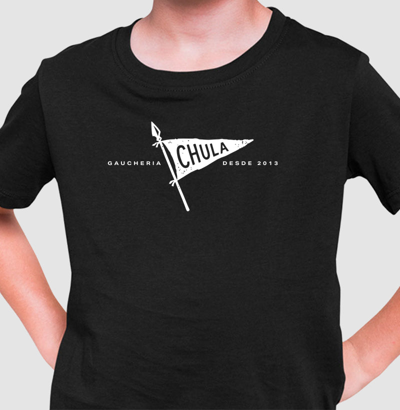 Camiseta Chula Gaúcha infantil na cor preta, do 2 aos 14 anos