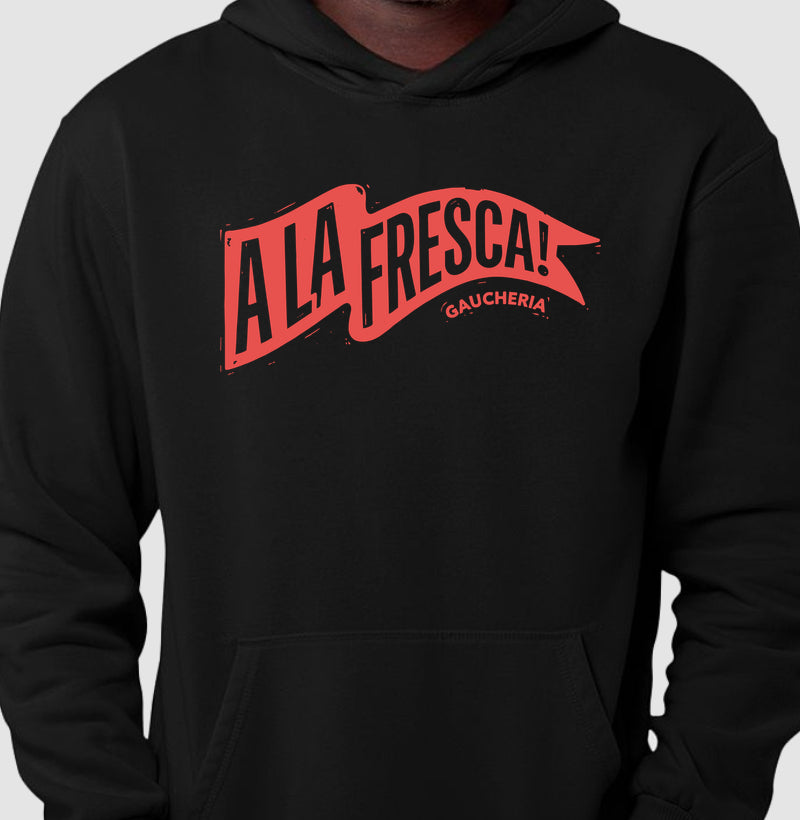 Close do Hoodie A La Fresca na cor preta