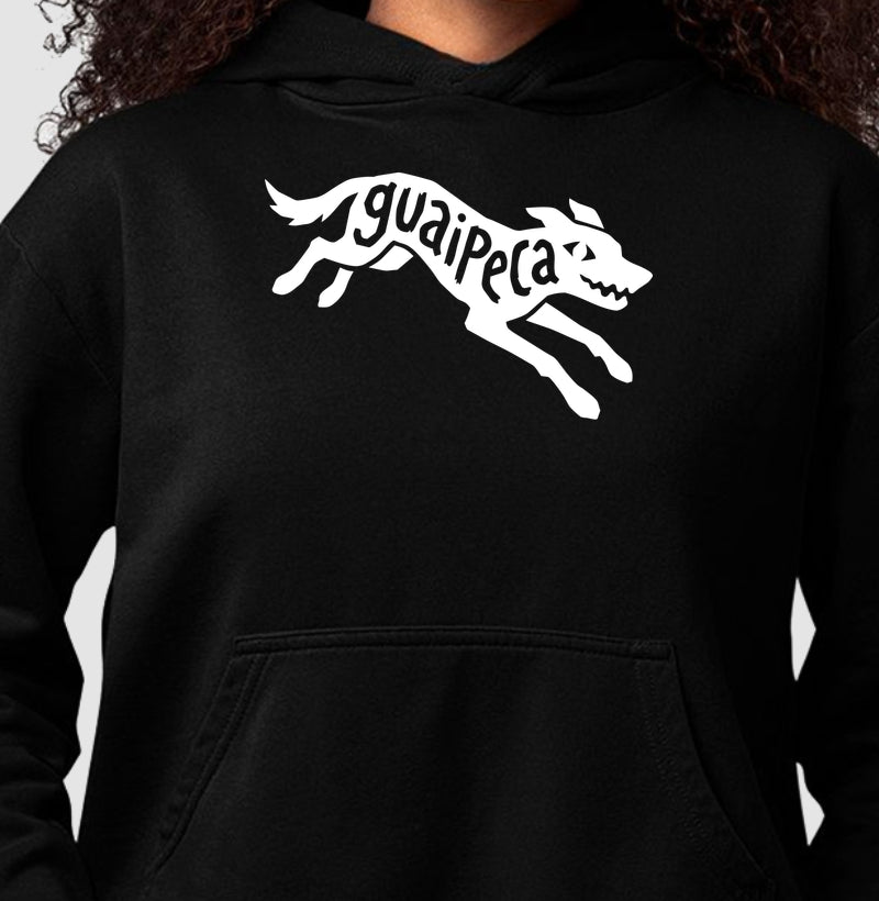 Close do Hoodie Guaipeca Marca de Fala na cor preta